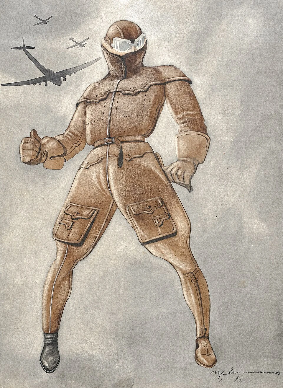1907-Petre Oc̕xeli - Aviatore per il film di Leo Eskaia